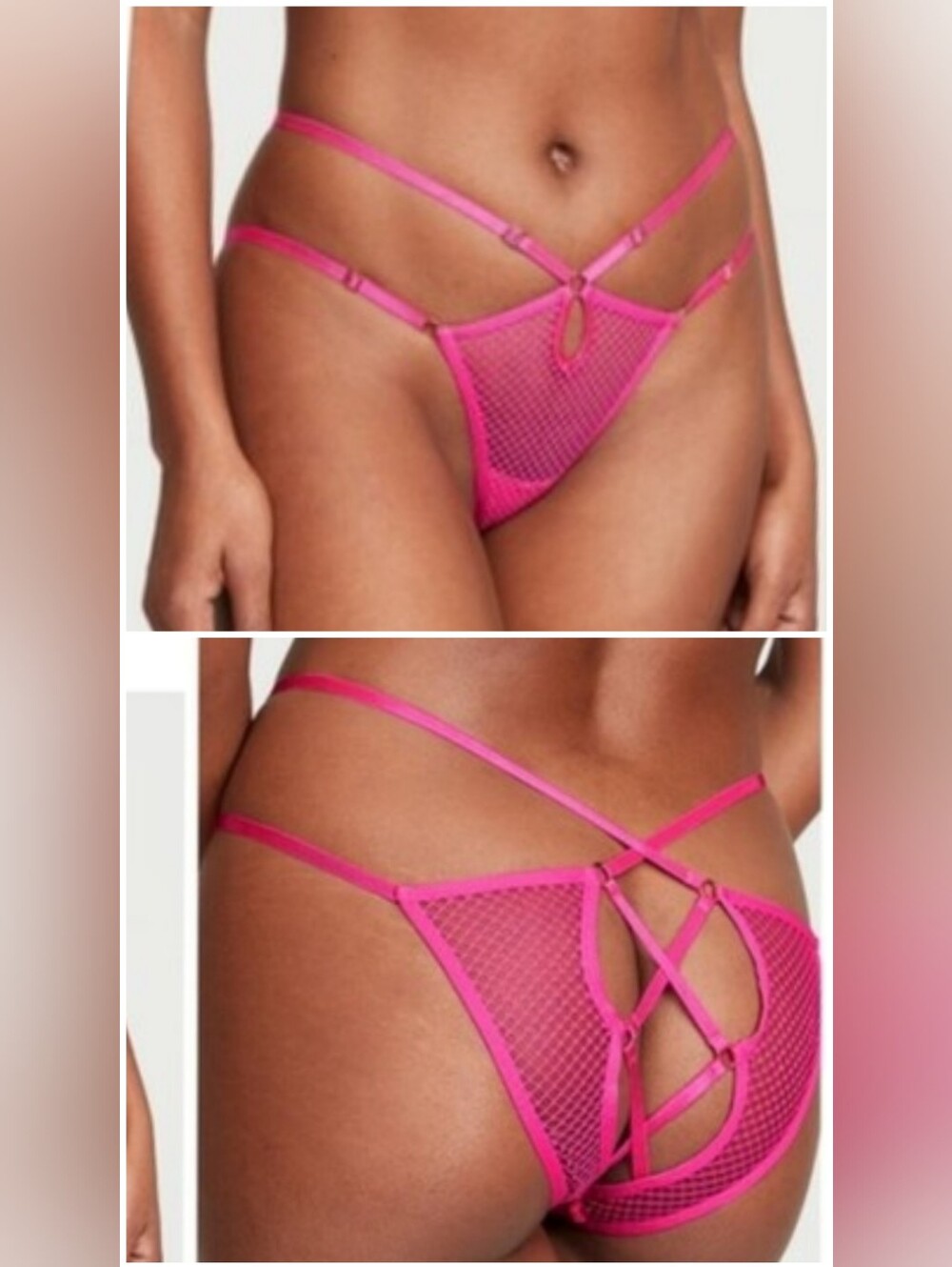 Victoria's secret very sexy fishnet string cheeky panty PINK MEDIUM